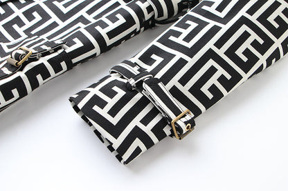 Monochrome Double-Breasted Trench Coat