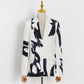 Retro Print Lapel Collar Long Sleeve Blazer and Trouser Set