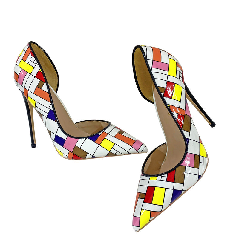 Piet Mondrian Grid High Heels Stiletto Pumps