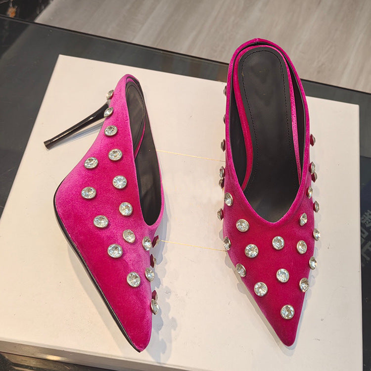 Crystal Polka Dot Pointed Toe Mules