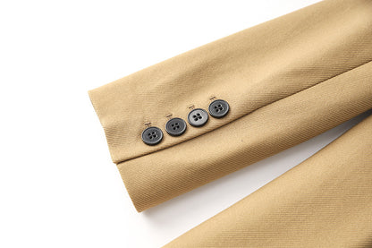 Contrast Double-Breasted Long Coat