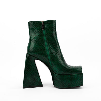 Square Toe Animal Pattern Chunky Heel Boots