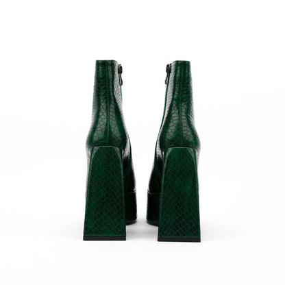 Square Toe Animal Pattern Chunky Heel Boots