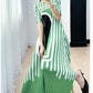 Miyake Pleated Striped A-Line Dress