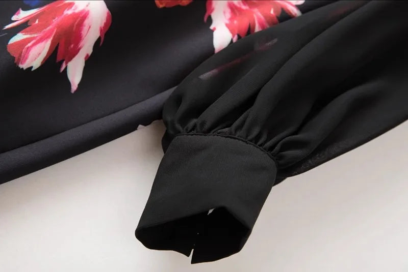 Floral Print Long Sleeve Midi Dress