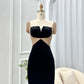 Crystal Split Neck Ankle-Length Dress