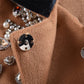 Contrast Turn-down Collar Embellished Coat