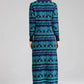 Vintage Geometric Pattern V-Neck Knitted Maxi Dress