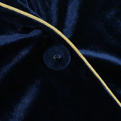 Rose Embroidered Gold Edge Pajama Set