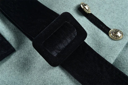 Contrast Turn-down Collar Embellished Coat