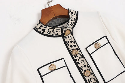 Leopard O-Neck Short Sleeve Sweater Dress