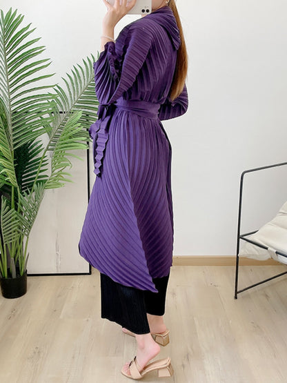 Miyake Pleated Irregular Mid-length Trench Coat