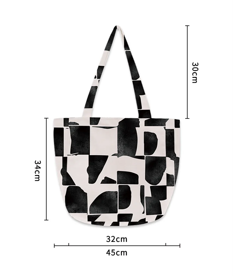 Geometric Print Canvas Shoulder Bag