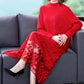 Spliced Embroidery Round Neck Long Sleeve Knit Dress