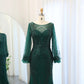 Emerald Green Sequined Long Sleeve Mermaid Dress