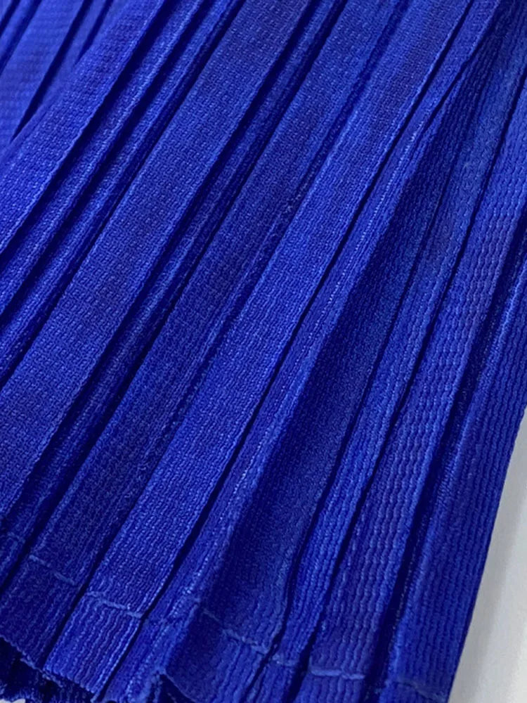 Miyake Pleated Printed Dolman Sleeve Midi Dress