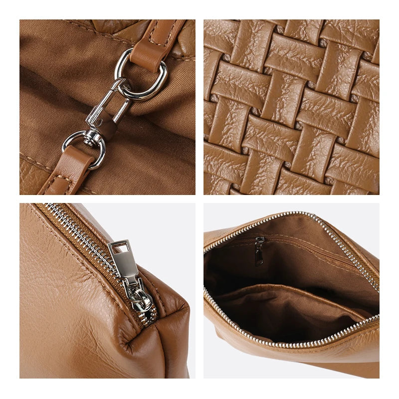 PU Leather Woven Square Shoulder Bag