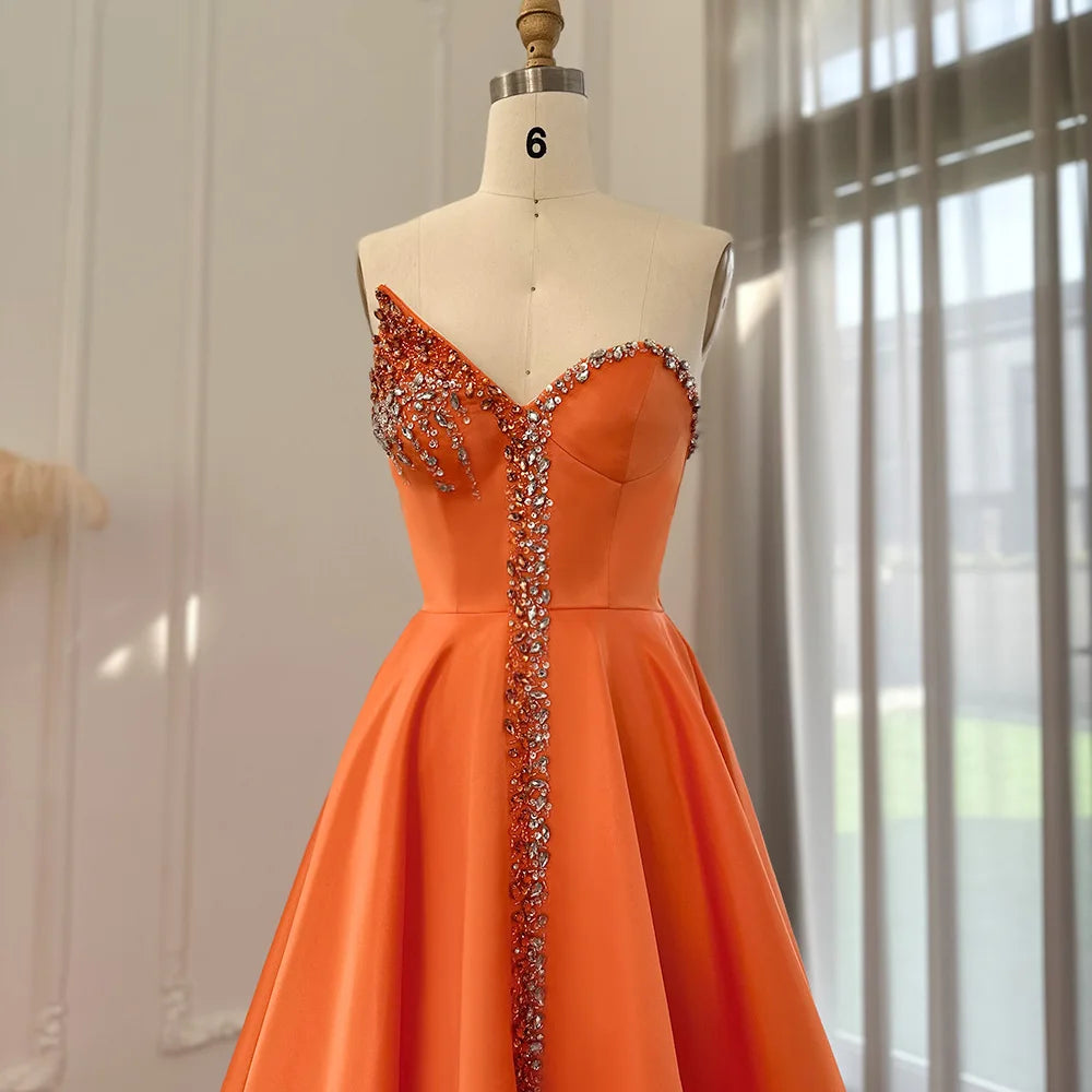 Crystal Embellished Strapless Evening Dress