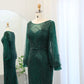 Emerald Green Sequined Long Sleeve Mermaid Dress