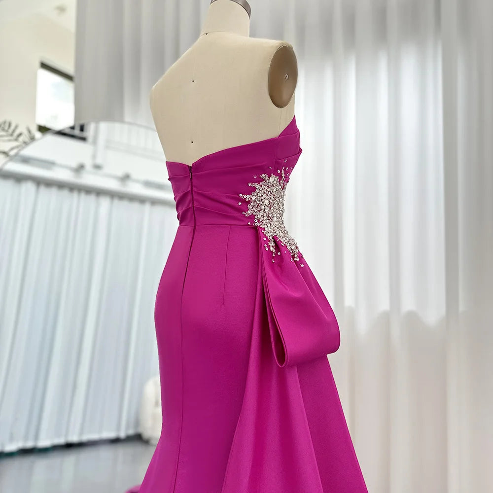 Elegant Embellished Scalloped Strapless Evening Dress