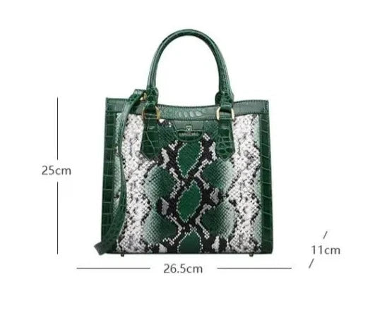 Genuine Leather Snake Pattern Tote Bag