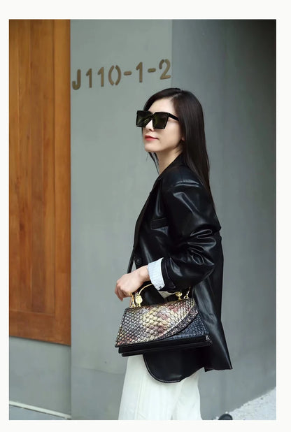 Crocodile Pattern Single Shoulder Crossbody Bag