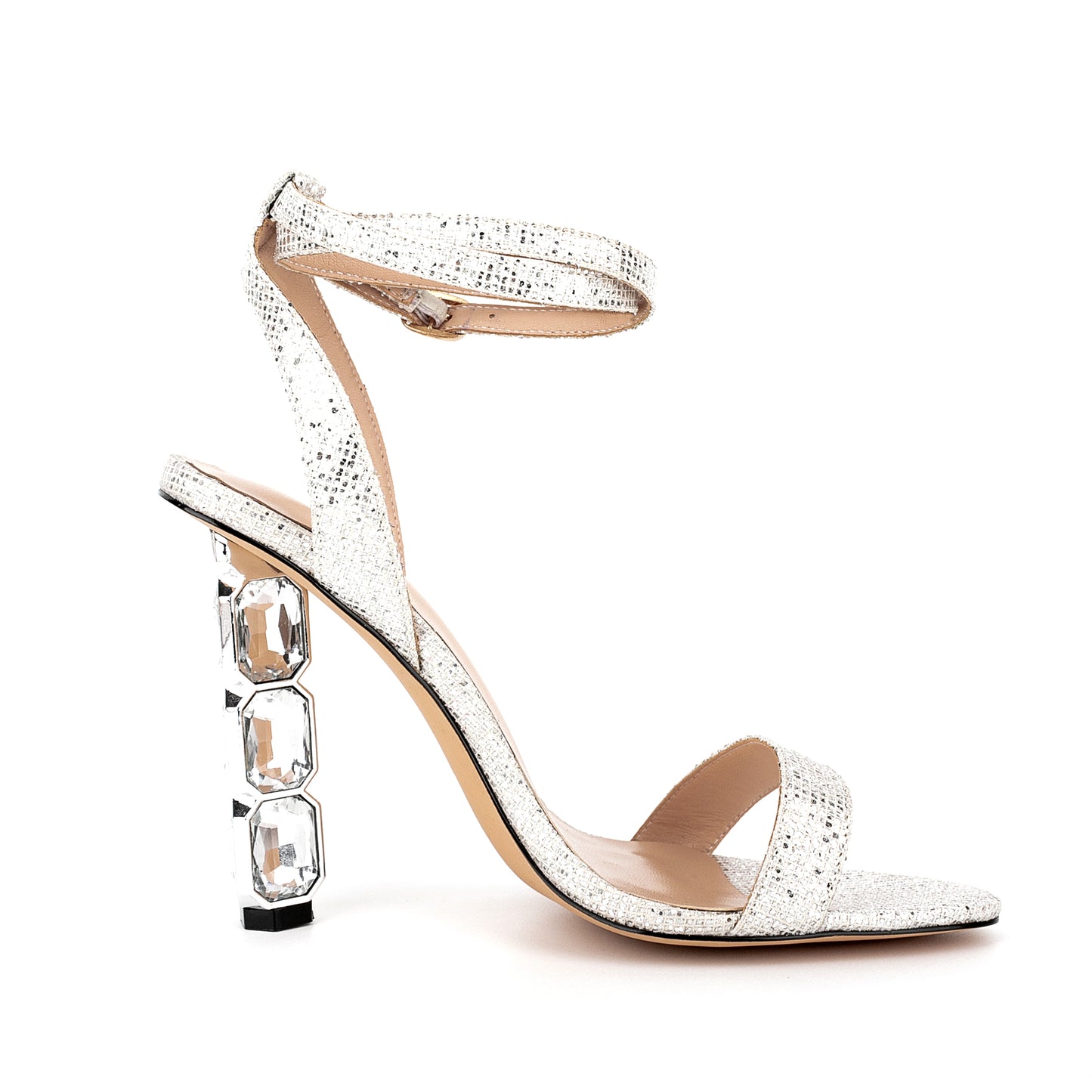 Glitter Open Toe Chunky Crystal Heels Sandals
