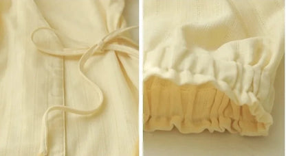 Embroidered Three-Quarter Sleeve Pajama Set