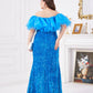 Plus Size Sequin Ruffled Off-Shoulder Dress