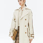 Contrast PU Leather Trench Coat