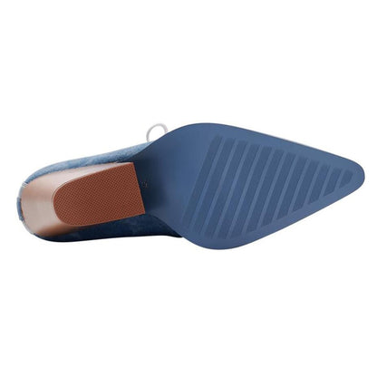 Denim Pointed Toe Lace Up Chelsea Boots