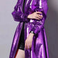 Shiny Patent PU Leather Trench Coat