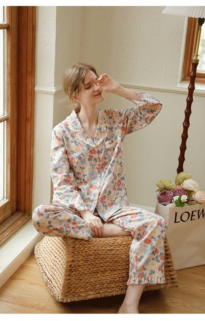Floral Long Sleeve Top and Pants Pajama Set