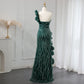Sequined Ruffled One-Shoulder Floor-Length Dress