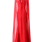 Red Floral Applique O-Neck Cape Maxi Dress