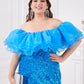 Plus Size Sequin Ruffled Off-Shoulder Dress