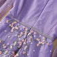 Floral V-Neck Lantern Sleeve Mesh Maxi Dress