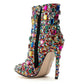 Multicolor Crystal Embellished Ankle Boots