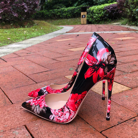 Floral Pointed Toe High Heel Shoes