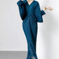 Miyake Pleated Batwing Sleeve Tassel Maxi Dress