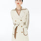 Contrast PU Leather Trench Coat