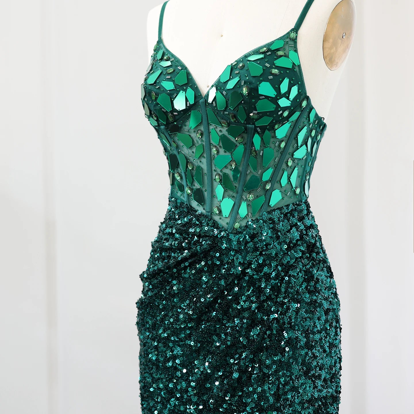 Sparkling Green Sequined Mini Dress
