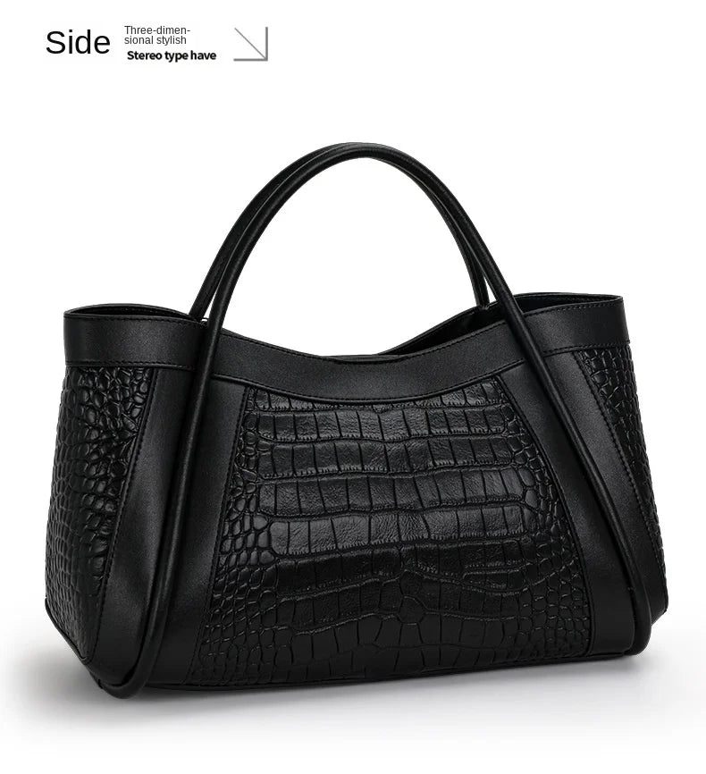 Alligator Pattern Genuine Leather Tote Bag