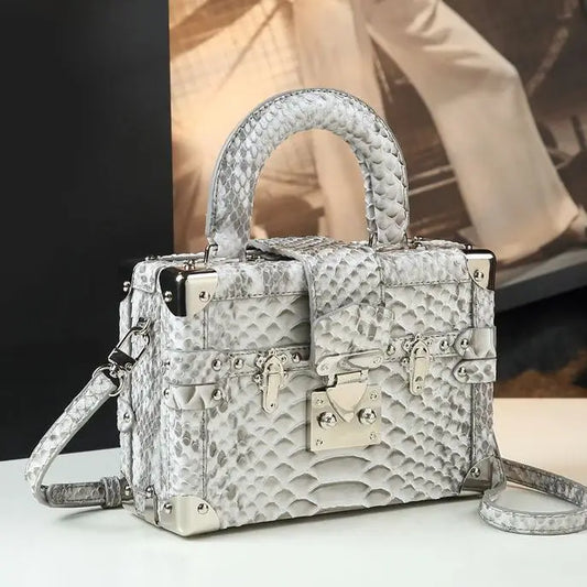 Crocodile Print Genuine Leather Square Handbag