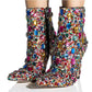 Multicolor Crystal Embellished Ankle Boots