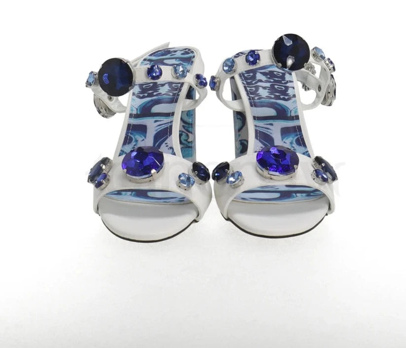 Blue & White Porcelain Crystal Sandals