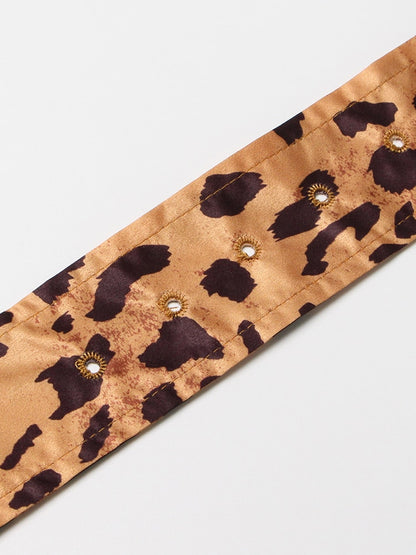 Leopard Print Spaghetti Strap Split Thigh Maxi Dress