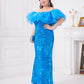 Plus Size Sequin Ruffled Off-Shoulder Dress