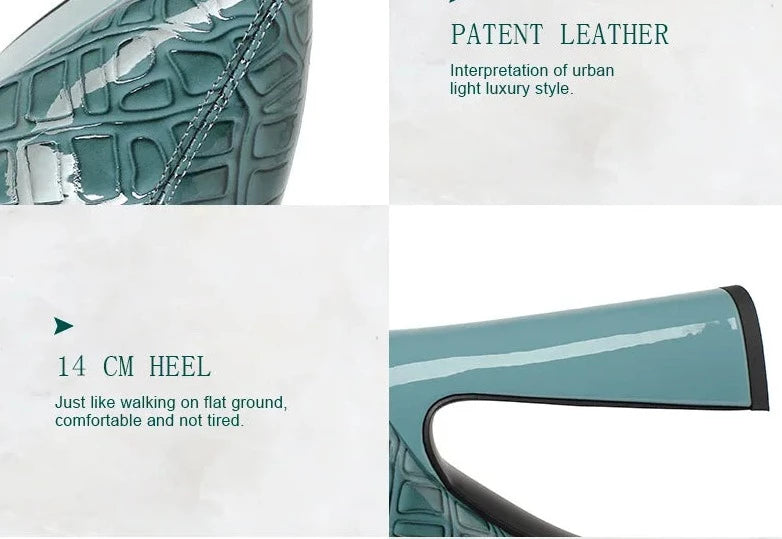 Genuine Patent Leather Platform High Heel Boots