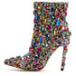 Multicolor Crystal Embellished Ankle Boots